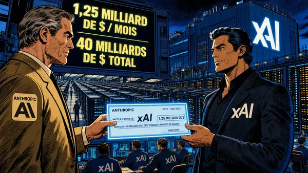 Anthropic paie xAI 1,25 milliard par mois pour rester dans la course